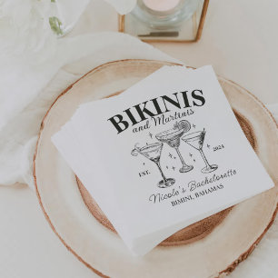 Bikinis And Martinis Black Bachelorette Party Napkin