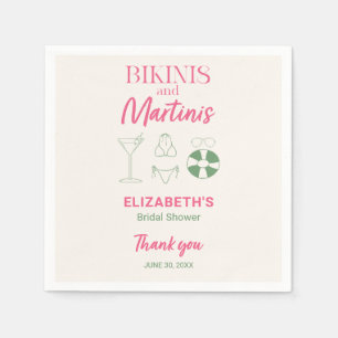 Bikinis and Martinis Bridal Shower Decor Beach  Napkin