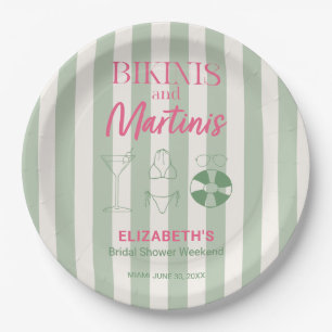 Bikinis and Martinis Bridal Shower Pool Party Paper Plate