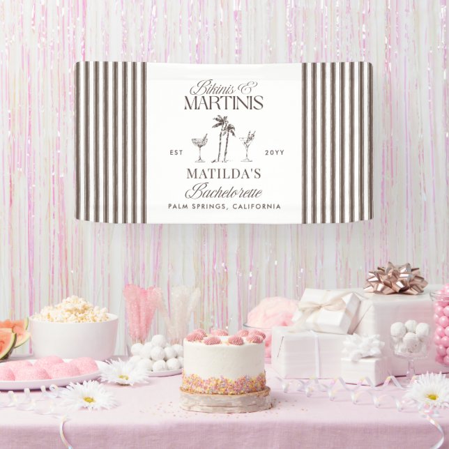 Bikinis and martinis Elegant vintage bachelorette Banner (Party)