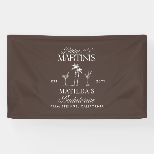 Bikinis and martinis Elegant vintage bachelorette Banner (Horizontal)