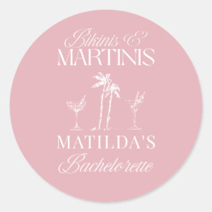 Bikinis and martinis Elegant vintage bachelorette Classic Round Sticker
