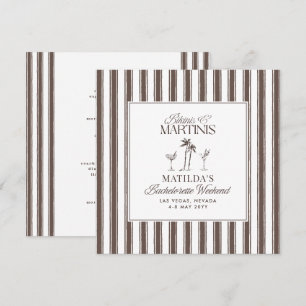 Bikinis and martinis Elegant vintage bachelorette Invitation
