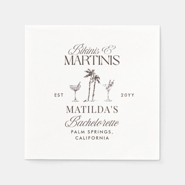 Bikinis and martinis Elegant vintage bachelorette Napkin (Front)