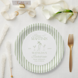 Bikinis and martinis Elegant vintage bachelorette Paper Plate
