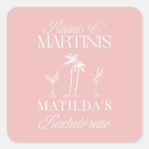 Bikinis and martinis Elegant vintage bachelorette Square Sticker