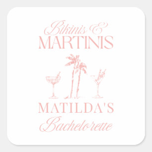 Bikinis and martinis Elegant vintage bachelorette Square Sticker