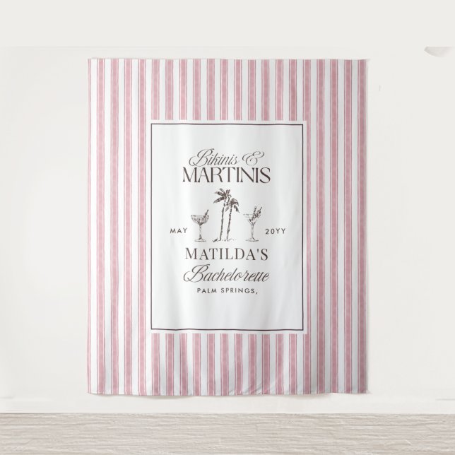 Bikinis and martinis Elegant vintage bachelorette Tapestry (Front)