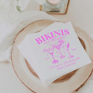 Bikinis And Martinis Pink Bachelorette Party Napkin