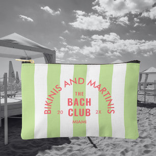 Bikinis And Martinis The Bach Club Green Stripe Accessory Pouch