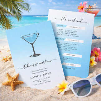 Bikinis and Martinis Tropical Bachelorette Weekend Invitation