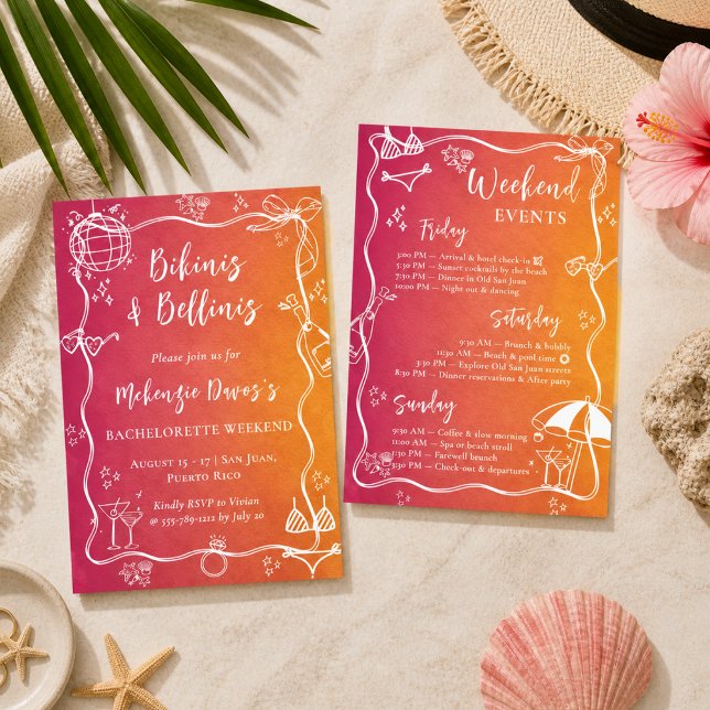 Bikinis & Bellinis Bachelorette Party Invitation (Creator Uploaded)