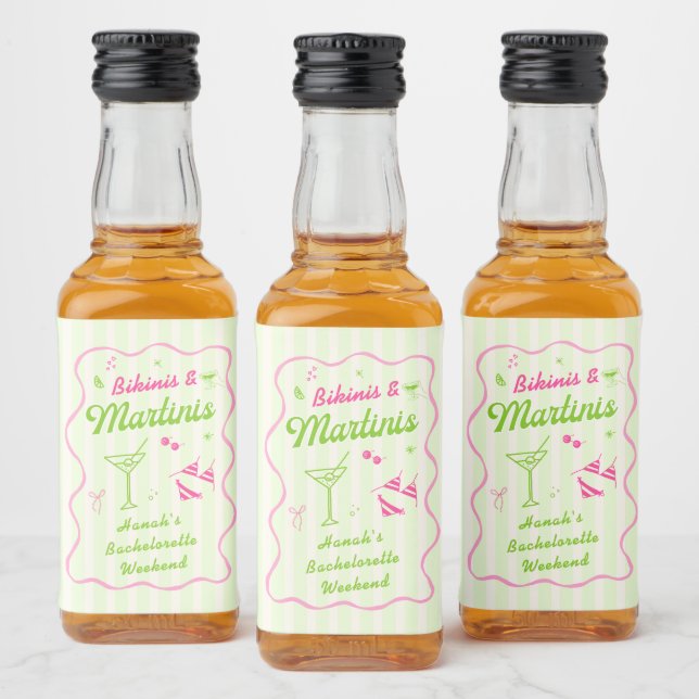 Bikinis & Martinis Bach Party Liquor Bottle Label (Bottles)