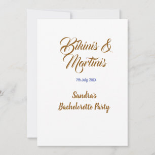 bikinis & martinis bachelorette party name brown  invitation