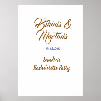 bikinis & martinis bachelorette party name brown  poster