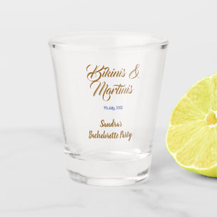 bikinis & martinis bachelorette party name brown  shot glass