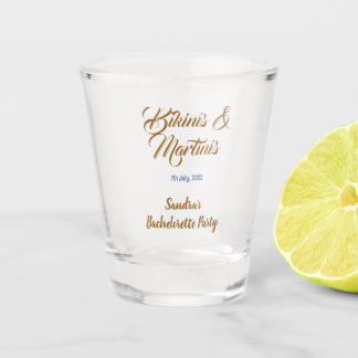 bikinis & martinis bachelorette party name brown  shot glass