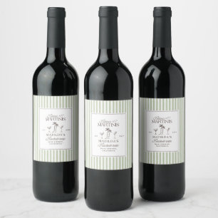 Bikinis & Martinis Bachelorette Wine Bottle Label