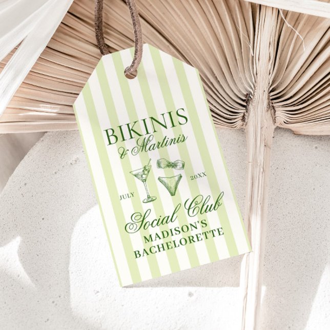 Bikinis & Martinis Green Striped Gift Tags (Creator Uploaded)