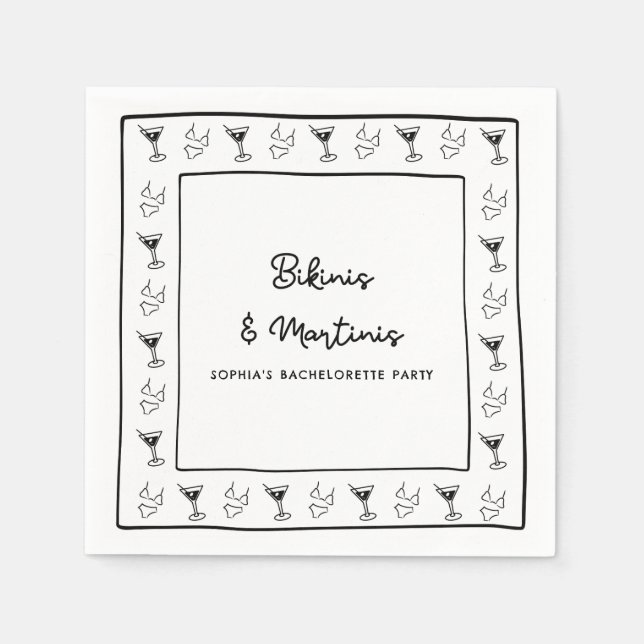 Bikinis & Martinis Personalize Bachelorette Party  Napkin (Front)