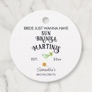 Bikinis & Martinis Tropical Pool Hen Bachelorette Favour Tags