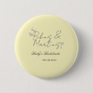 Bikins & Martinis bachelorette party yellow retro 2 Inch Round Button