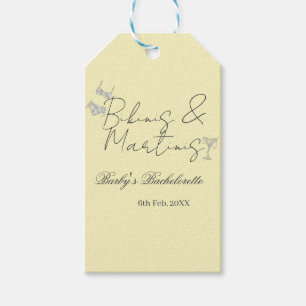 Bikins & Martinis bachelorette party yellow retro Gift Tags