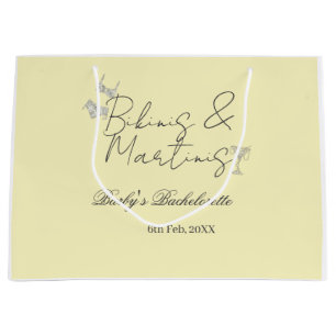 Bikins & Martinis bachelorette party yellow retro Large Gift Bag