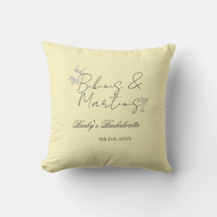 Bikins & Martinis bachelorette party yellow retro Throw Pillow