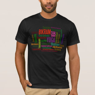 Bikram Hot Yoga Colourful Asanas Poses Word Cloud T-Shirt