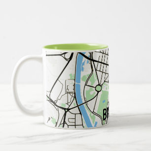 Bilbao minimalist map map - Natural Color Two-Tone Coffee Mug