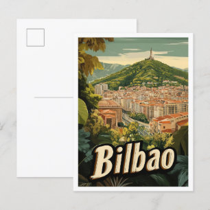 Bilbao Spain Art Vintage Travel Illustration Postcard