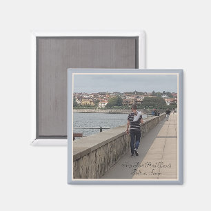 Bilbao Spain   Tourist Walking Around Ship Port Magnet