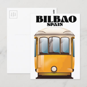 Bilbao Spain tram travel poster Postcard