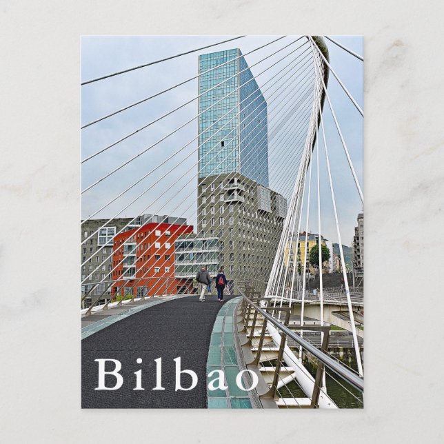 Bilbao. Zubizuri or the Campo Volantin Bridge. Postcard (Front)