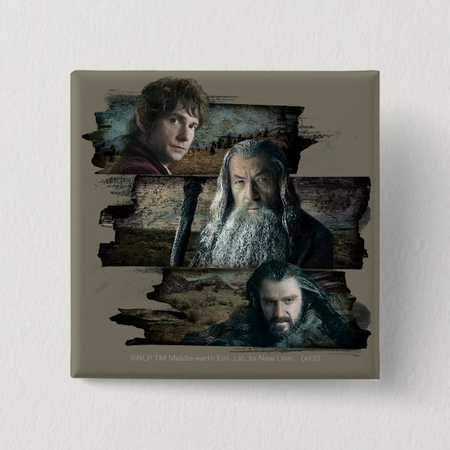 BILBO BAGGINS™, Gandalf, THORIN OAKENSHIELD™ 2 Inch Square Button (Front)