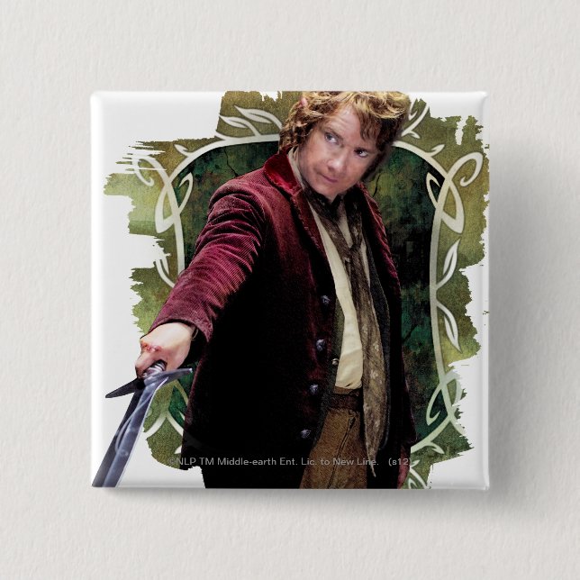 BILBO BAGGINS™ with sword 2 Inch Square Button (Front)