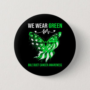 Bile Duct Cancer Awareness 4th July Green Butterfl 2 Inch Round Button