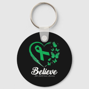 Bile Duct Cancer Awareness Butterfly Heart Warrior Keychain