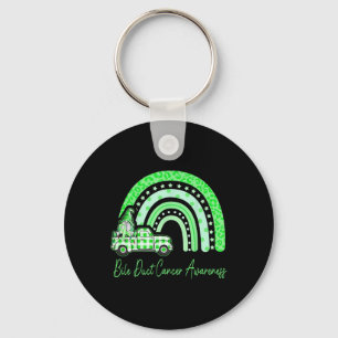Bile Duct Cancer Awareness Green Gnomes Truck Rain Keychain