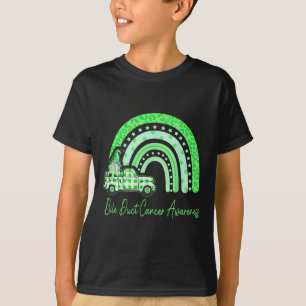 Bile Duct Cancer Awareness Green Gnomes Truck Rain T-Shirt