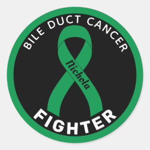 Bile Duct Cancer Fighter Ribbon Black Classic Round Sticker