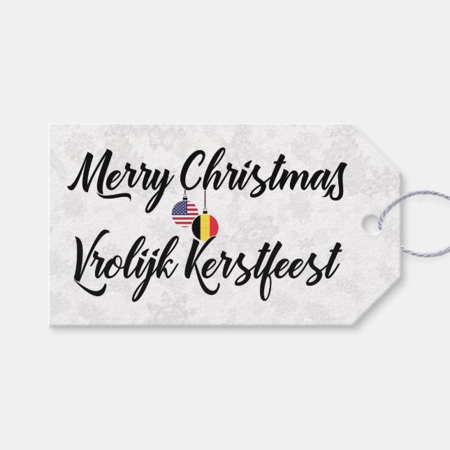 Bilingual Belgian American Holiday Gift Tags (Front (Horizontal))