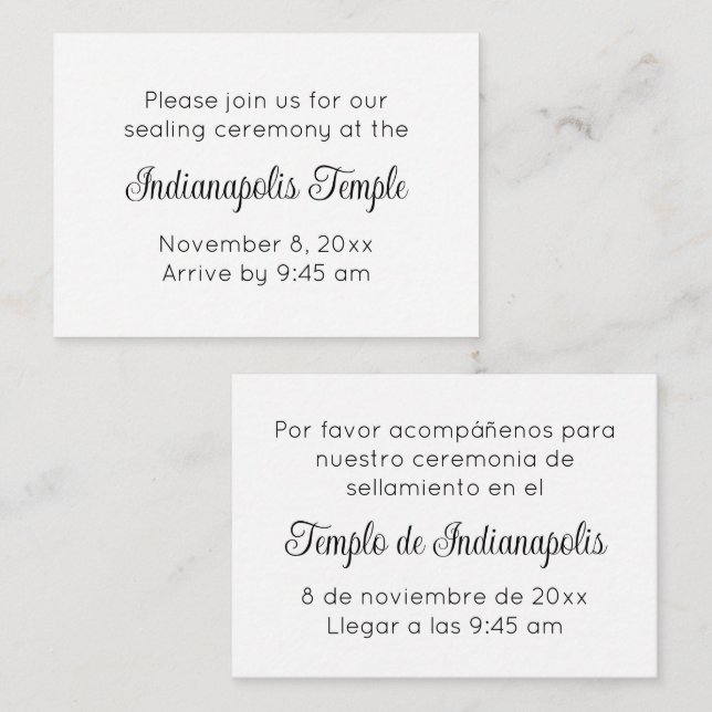 Bilingual Black Script Temple Sealing Invitation (Front/Back)