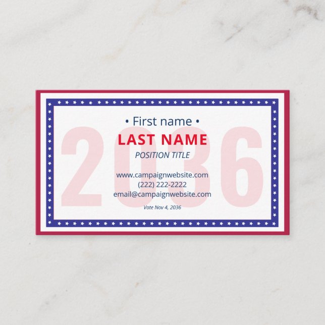 Bilingual Campaign Contact Info Voter Outreach Business Card (Front)