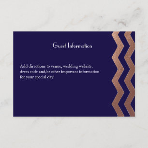 Bilingual Chic Rose Gold Chevron Wedding Guestcard Enclosure Card