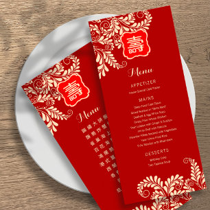 Bilingual Chinese "Longevity" Birthday Menu (RED)