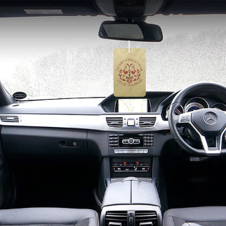 Bilingual Christmas Spanish Gold Burgundy Birds Air Freshener