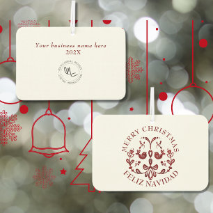 Bilingual Christmas Spanish Text Burgundy Birds Air Freshener