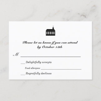 Bilingual Classic Chapel Wedding RSVP Card